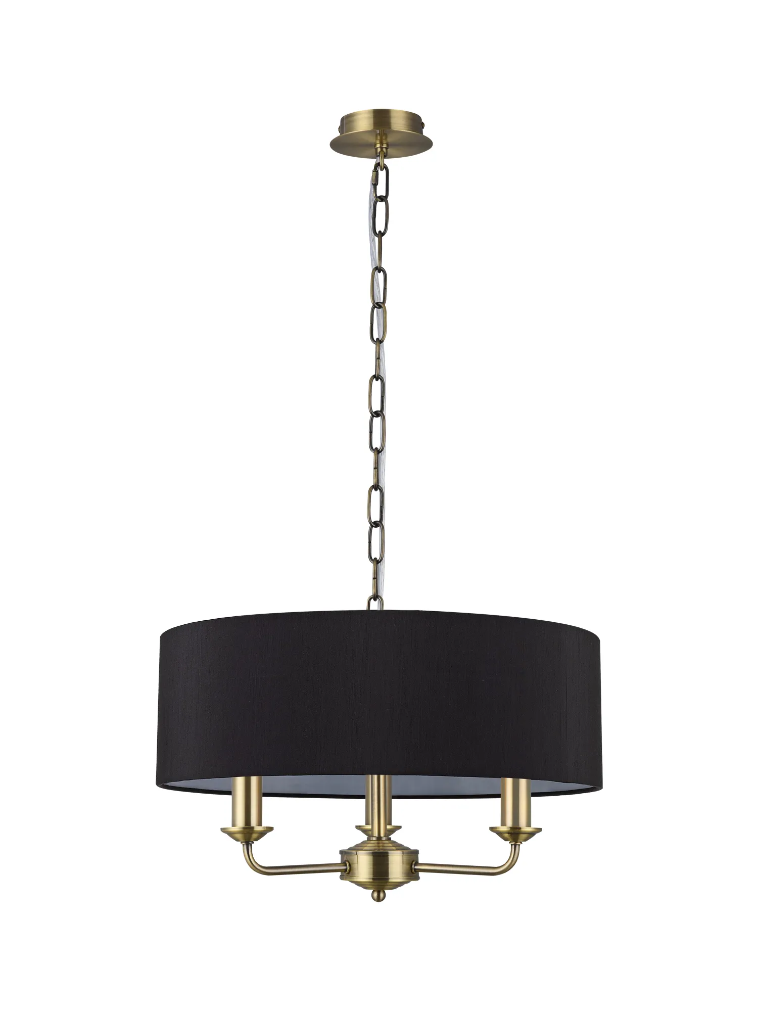 Banyan 45cm 3 Light Pendant Antique Brass, Black DK0033  Deco Banyan AB BL
